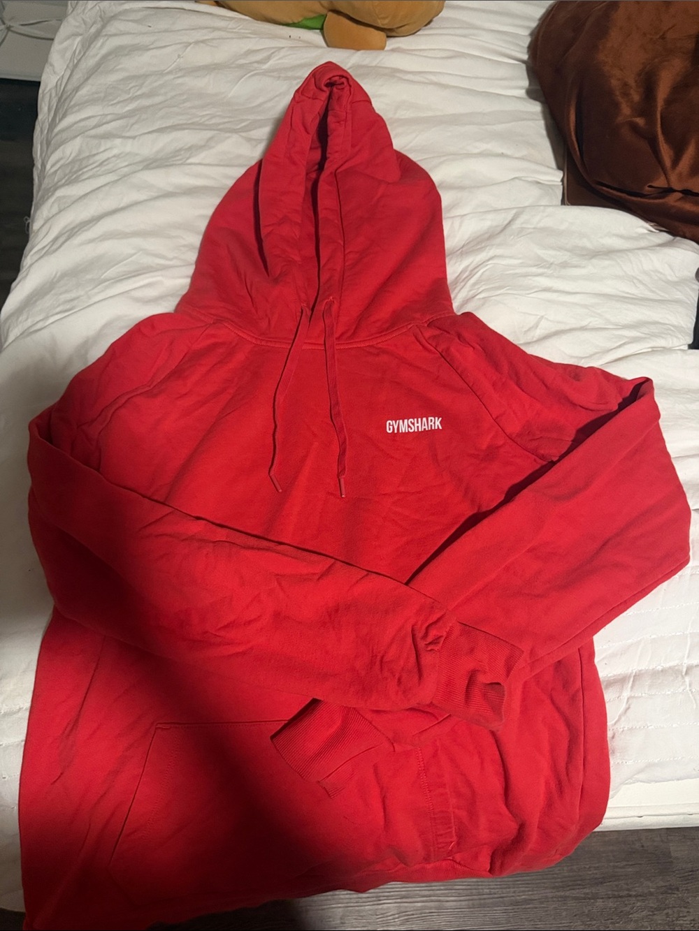 Gymshark Red Woman's Pullover Hoodie with Small Logo